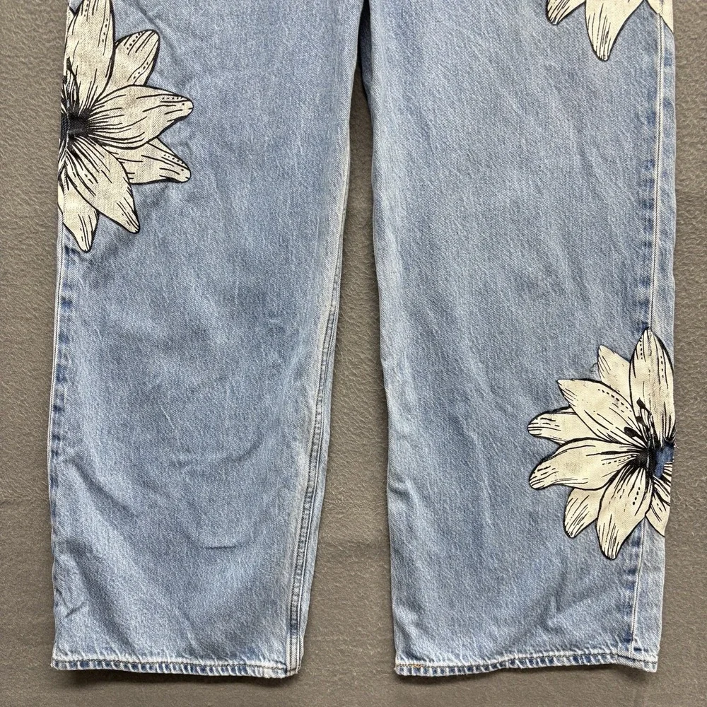 Levi's X FARM Rio High Rise Loose Jeans Women's 30x29 Blue Floral Tropical - Picture 4 of 13